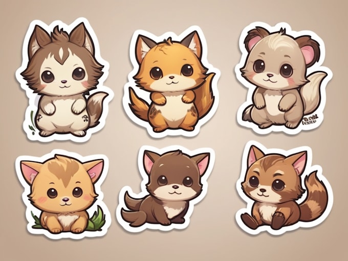 draw cute chibi animal, sticker, mascot