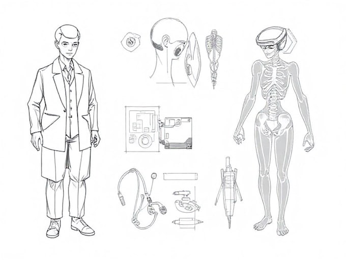 draw professional medical concept sketches