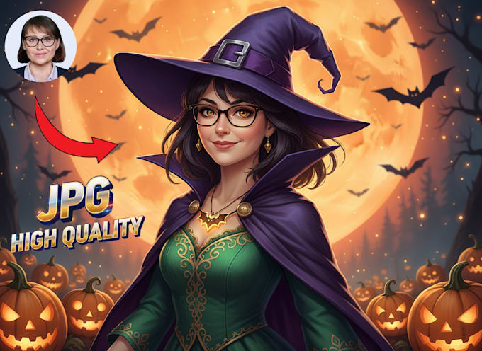 create a custom halloween witch portrait from your photo