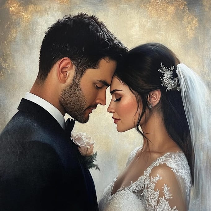 draw couple portrait for wedding illustration
