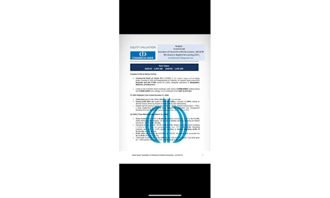 prepare a comprehensive stock valuation report using company financial statement