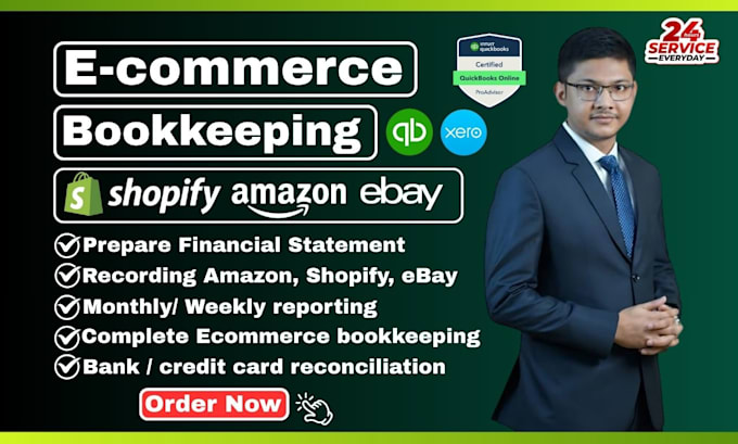 ecommerce bookkeeping and accounting for amazon, shopify, ebay