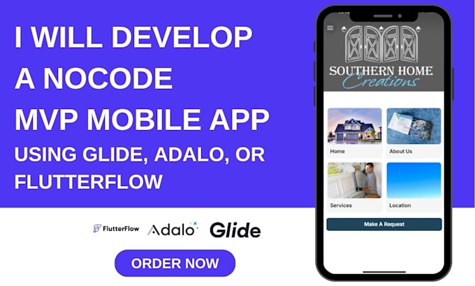 develop no code mvp mobile app using glide, adalo, or flutterflow