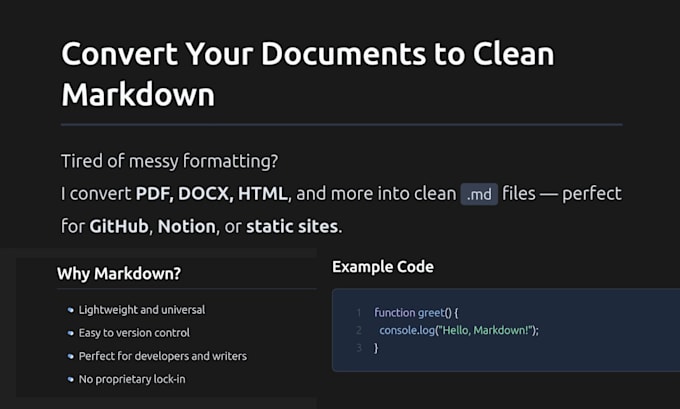 convert pdf,docx,HTML, documents, everything to markdown