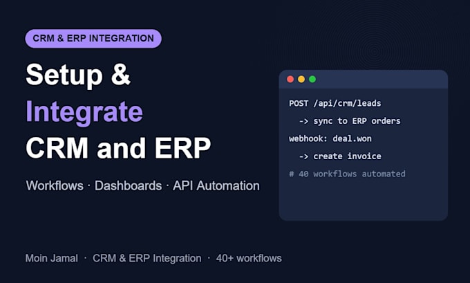 setup, customize and integrate crm and erp systems with api automation