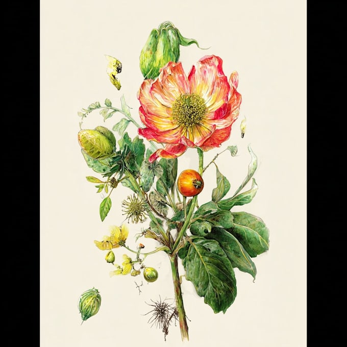 draw custom hand drawn botanical illustration for you
