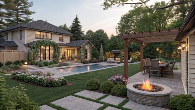 do landscape design backyard front yard fire pit pergola pool