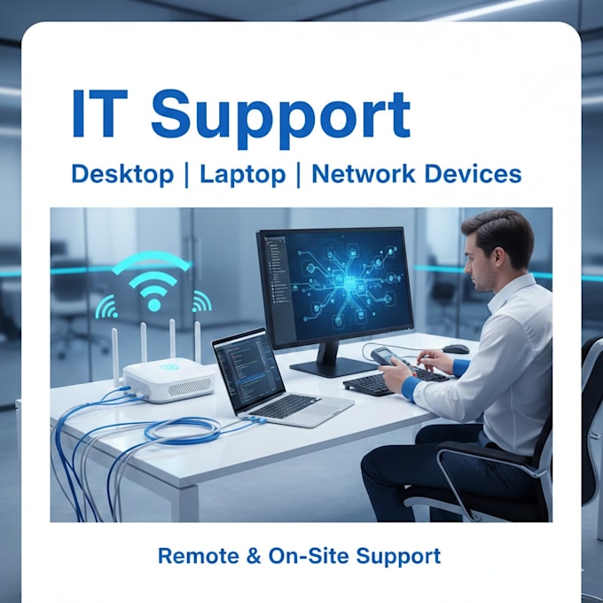 it support for desktop computers, laptops and router, switch