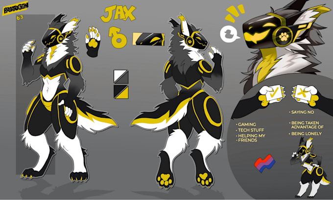 Draw custom protogen or primagen furry ref sheet, anthro fursona ...