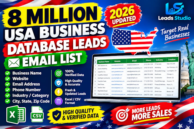 build for you 8 million USA business database leademail list
