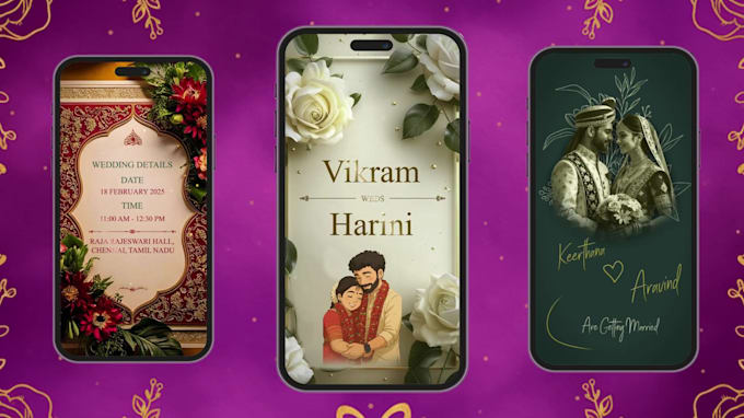 create custom theme wedding invitation video with music and animation