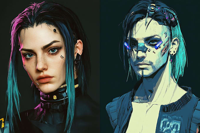 design anime character , cyberpunk character