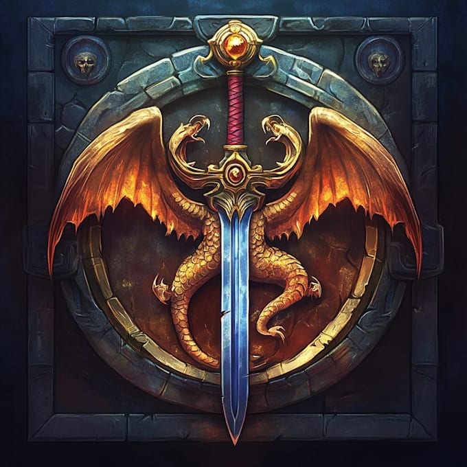 draw fantasy game logo with cool unique magic style