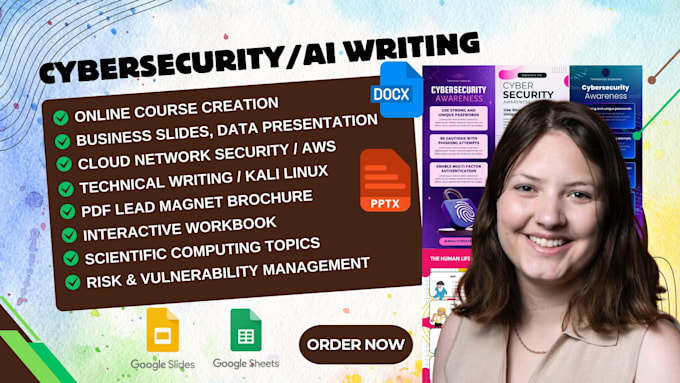 write cyber security ai presentation online course video cloud ebook aws slides