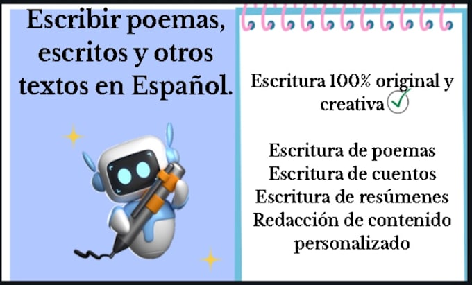 write poems, writings, and other texts in spanish