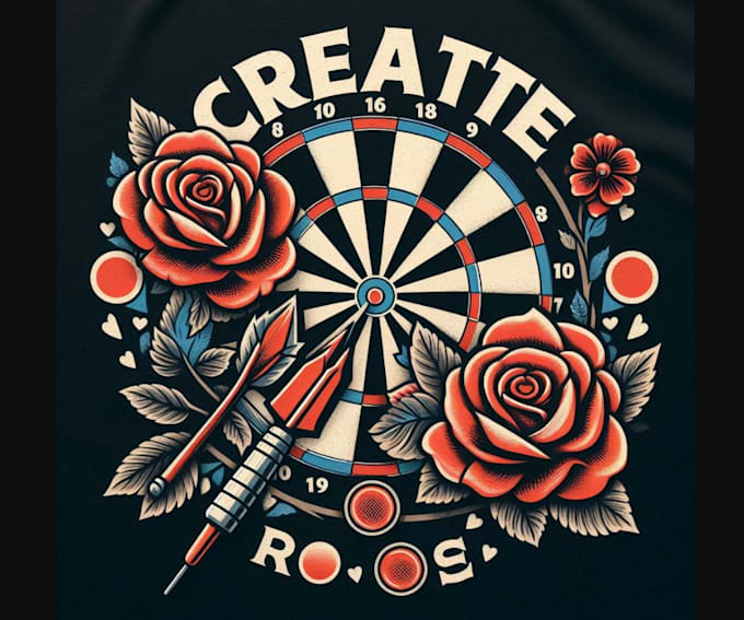 create retro t shirt rose darts logo