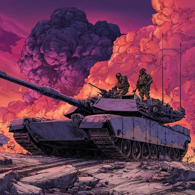draw military themed illustration unique style