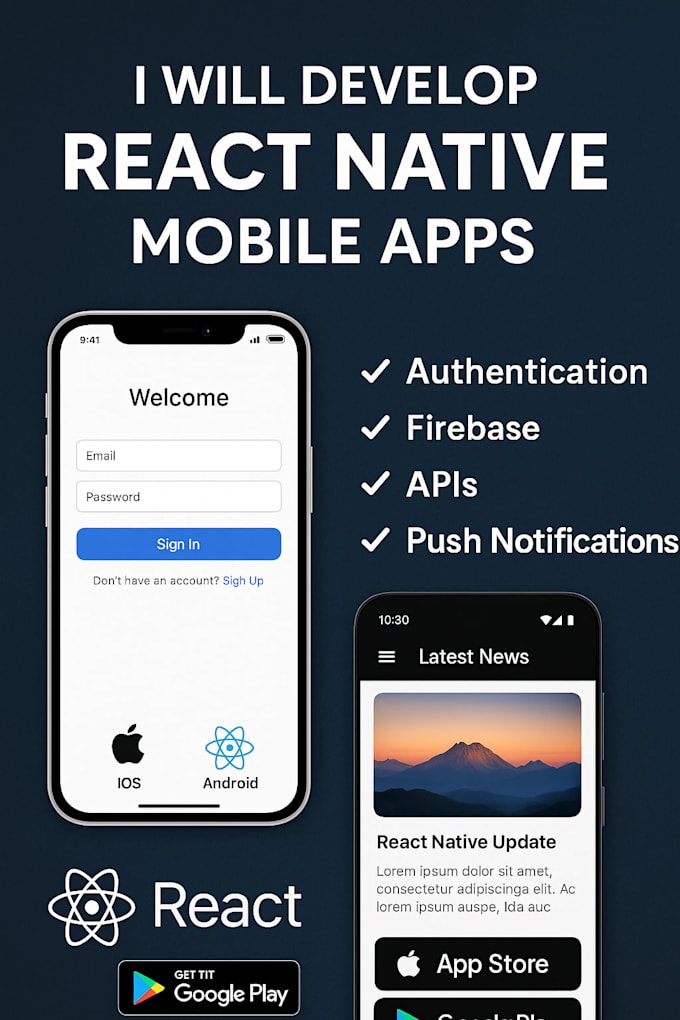 develop react native mobile app for ios and android