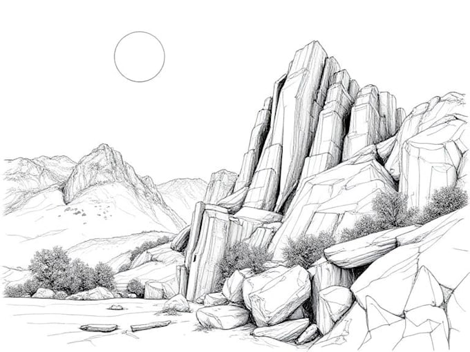 do a highly detailed graphic line art and sketch