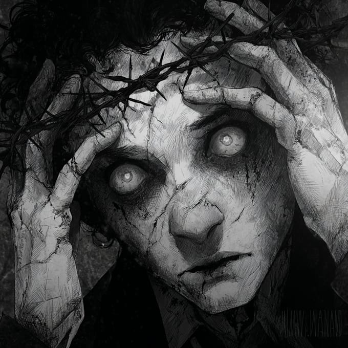 do awesome artwork for dark art, horror creepy illustration