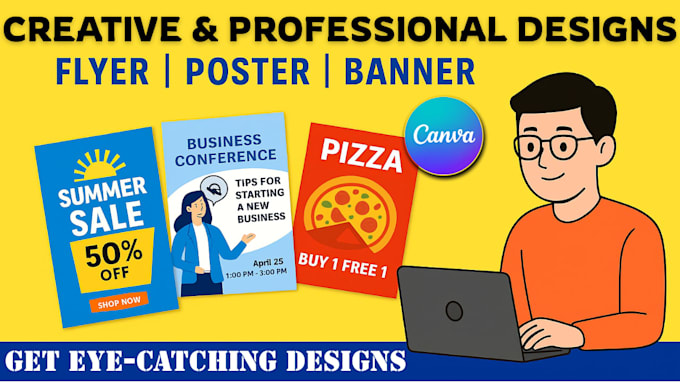 create poster, flyer, banner, social media poster in canva