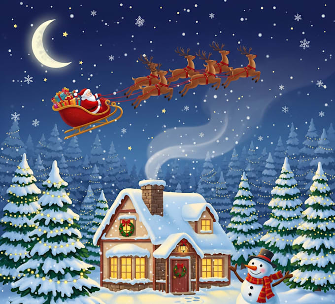 draw christmas illustrations and cards for you