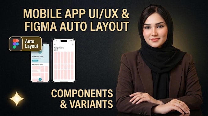 design mobile app UI UX with auto layout and components