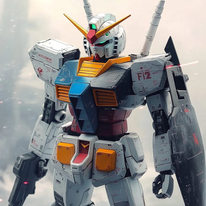 create retro mecha or scifi gundam art