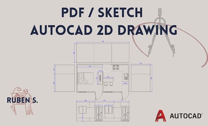 Convert your pdf or sketch to autocad 2d drawing by Ruben_sendracad ...