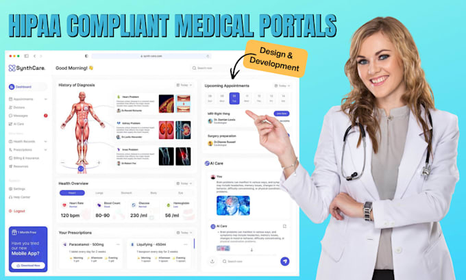 develop a secure hipaa compliant patient portal and medical CRM