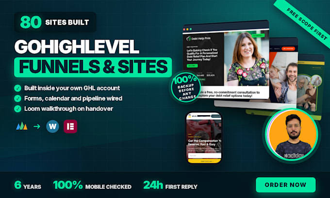 build your gohighlevel website, funnel or landing page