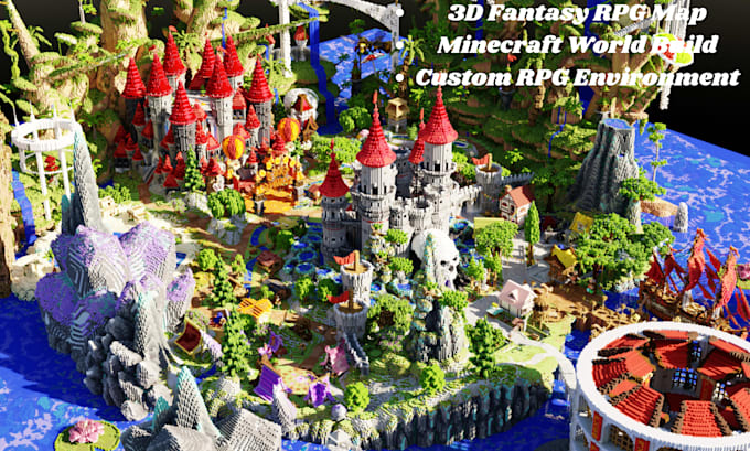 design 3d fantasy rpg maps, minecraft rpg world, custom builds, adventure map