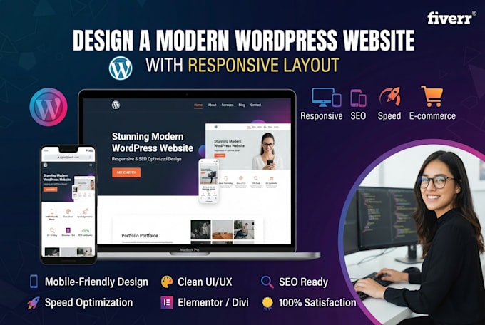 design a modern wordpress website with responsive layout