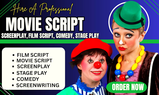 write movie script, comedy script screenplay short film script humor funny jokes