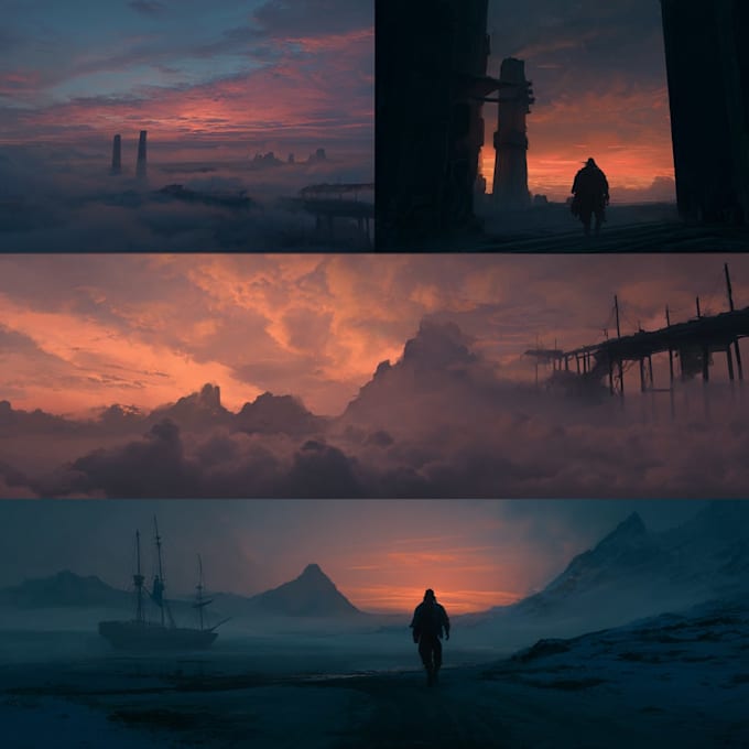 do mystical horror dark environment concept art or landscape