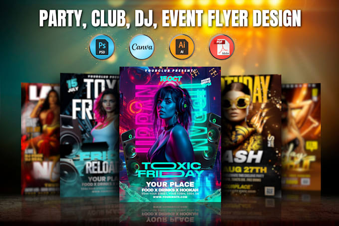 custom party flyer design for instagram and print ready editable canva template