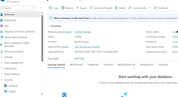 deploy an azure sql database