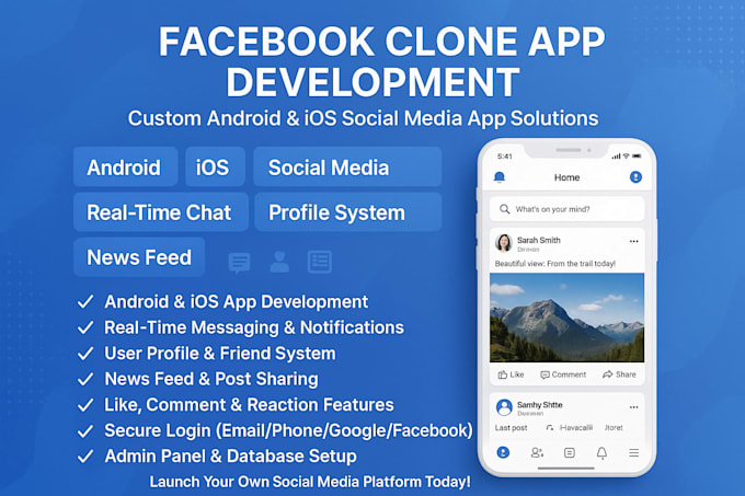 Develop a facebook, instagram, youtube clone apps for android and ios ...