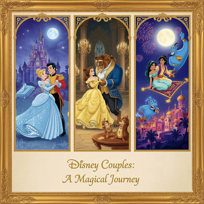 draw cartoon disney couple portrait