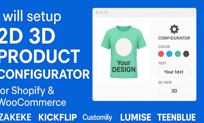 Setup 2d 3d zakeke kickflip customily lumise teeinblue product ...