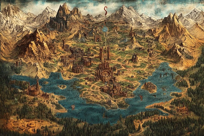 draw a high quality fantasy map