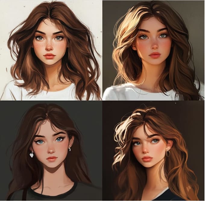 paint realistic or cartoon digital portraits