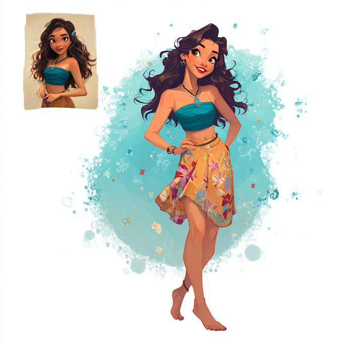paint beautiful portrait in disney cartoon