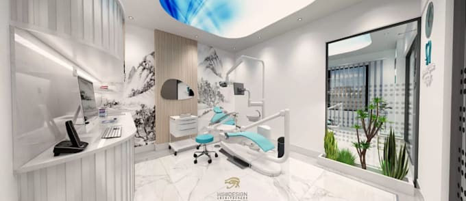 do 3d cgi dental interior design hospital clinic lobby, lab, nursing home airbnb