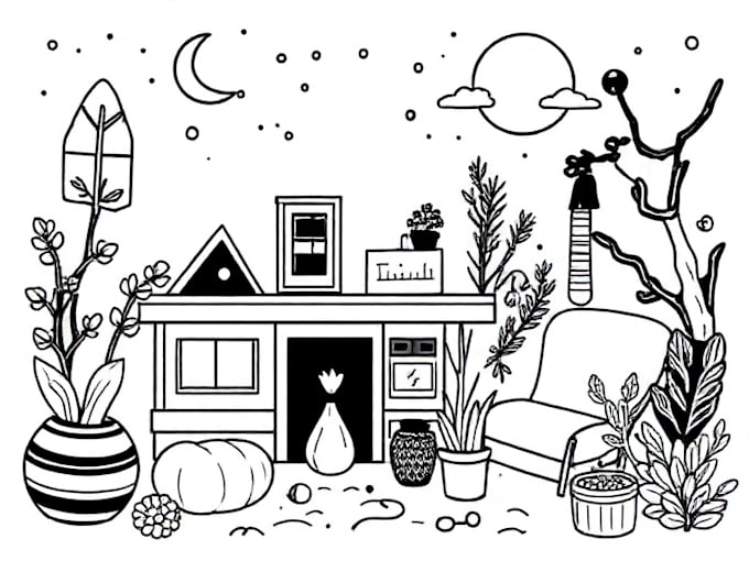 draw minimalist black and white illustrations