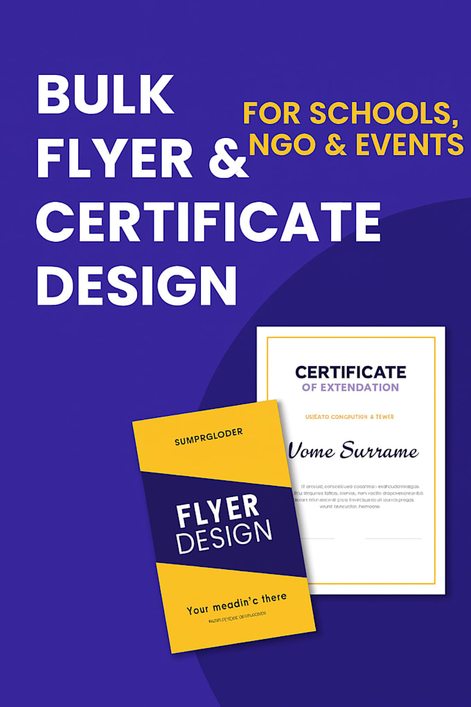 design bulk flyer and certificate for schools, ngos  and events