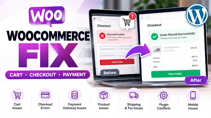 fix woocommerce checkout, cart, payment and product issues