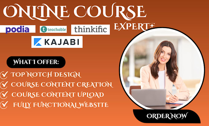 setup thinkific website, teachable elearning, kajabi website, podia canva ims