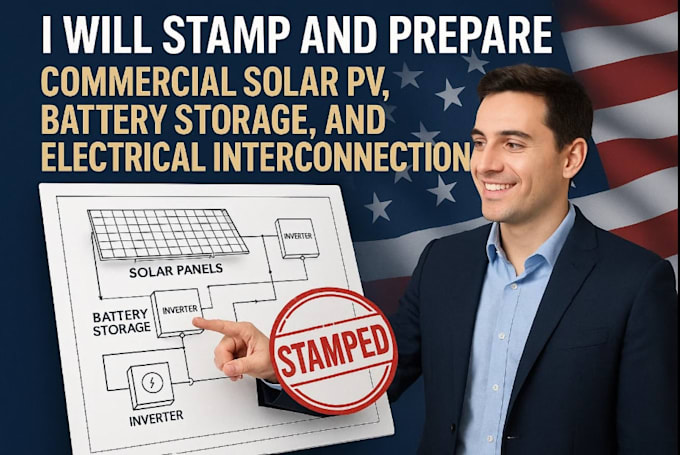 prepare commercial solar pv, battery storage and electrical interconnection plan