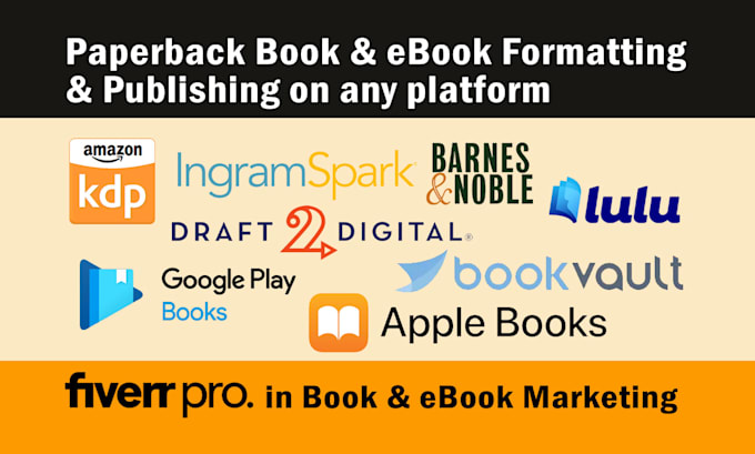 format and publish paperback book, ebook on KDP or ingramspark or barnes noble
